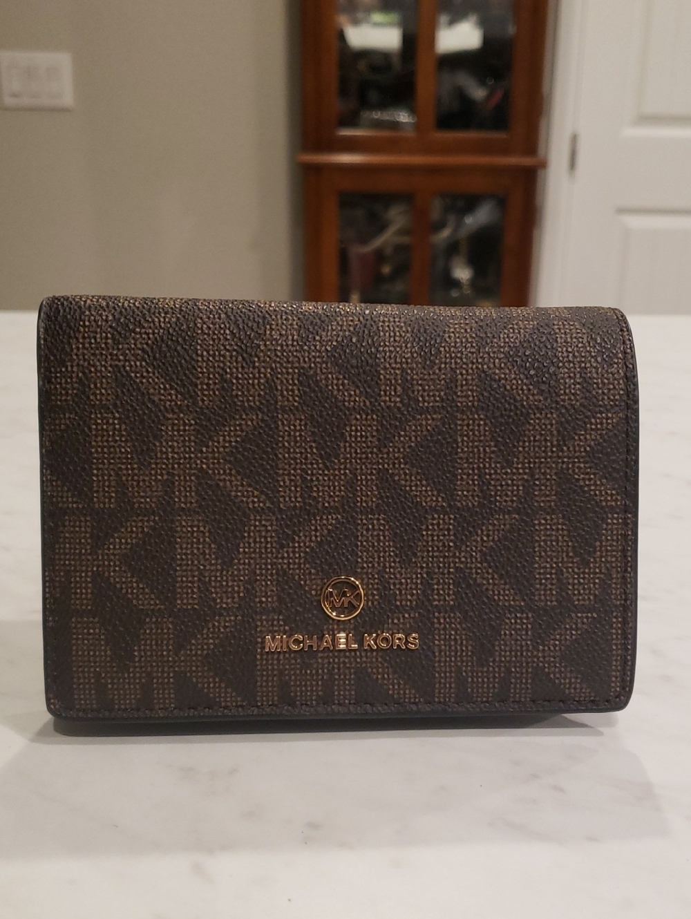 Michael Kors Brown Signature Fold-Over Wallet NWOT